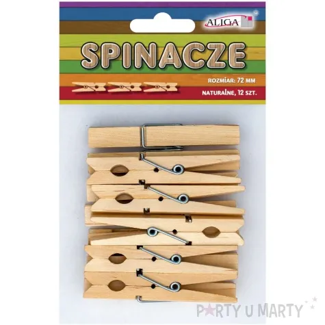 klamerki ozdobne drewniane naturalne aliga 12 szt 7 2 cm
