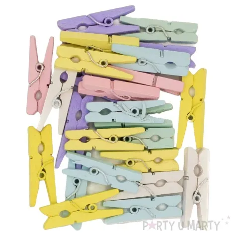 klamerki ozdobne drewniane pastelowe jasne mix aliga 25 szt 3 cm