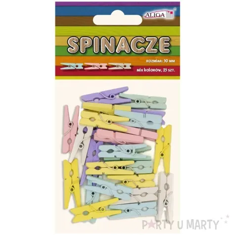 klamerki ozdobne drewniane pastelowe jasne mix aliga 25 szt 3 cm