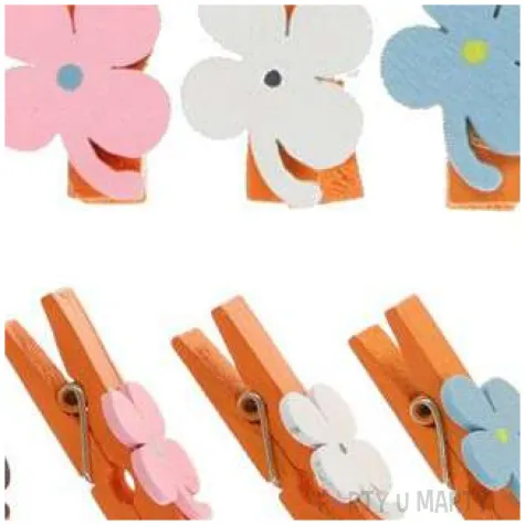 klamerki ozdobne kolorowe koniczynki titanum 12 szt