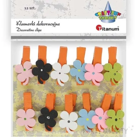 klamerki ozdobne kolorowe koniczynki titanum 12 szt