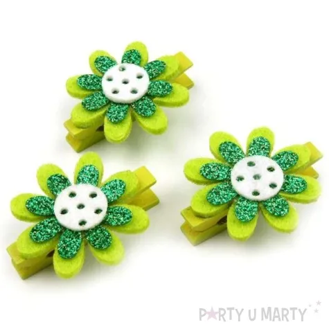 klamerki ozdobne kwiatki zielone 3 szt