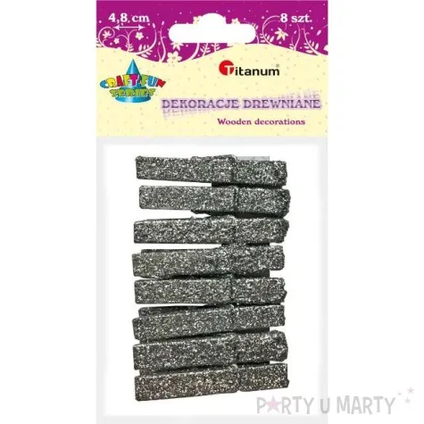 klamerki ozdobne metalik srebrne titanum 8 szt