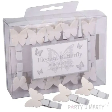 klamerki ozdobne motyl vintage biale godan 20 szt