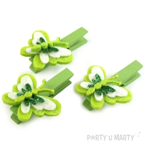 klamerki ozdobne motylki zielone 3 szt