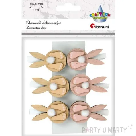 klamerki ozdobne pastelowe kroliczki titanum 6 szt