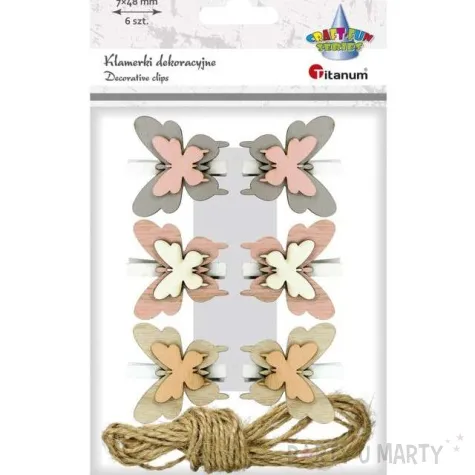 klamerki ozdobne pastelowe motylki titanum 6 szt
