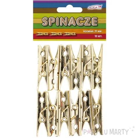 klamerki ozdobne plastikowe metaliczne mix zloty 12 szt 3 5 cm