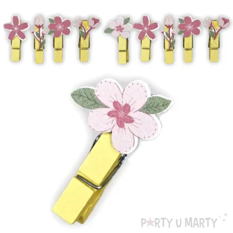 klamerki ozdobne zolte w kwiatki titanum 10 szt