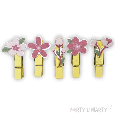 klamerki ozdobne zolte w kwiatki titanum 10 szt