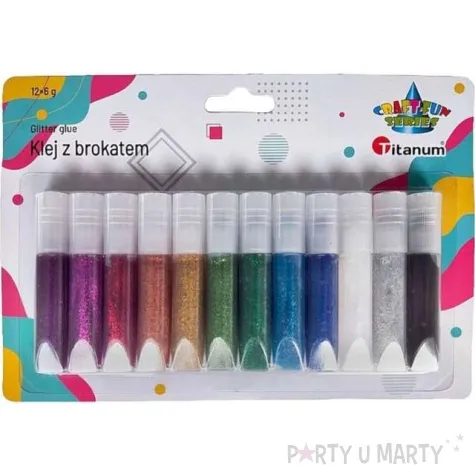 klej z brokatem zestaw mix titanum 6 g 12 szt