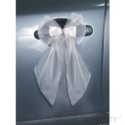 kokardka z kokardka i rozeta biala 2 szt