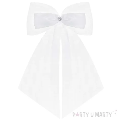 kokardka z kokardka i rozeta biala 2 szt