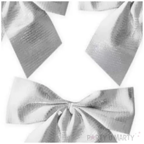 kokardki dekoracyjne na prezent srebrne partypal 3 szt