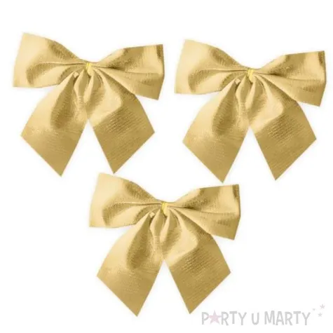 kokardki dekoracyjne na prezent zlote partypal 3 szt