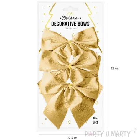 kokardki dekoracyjne na prezent zlote partypal 3 szt