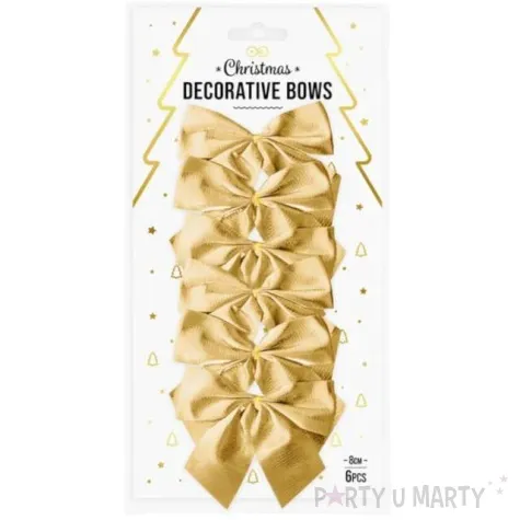 kokardki dekoracyjne na prezent zlote partypal 6 szt