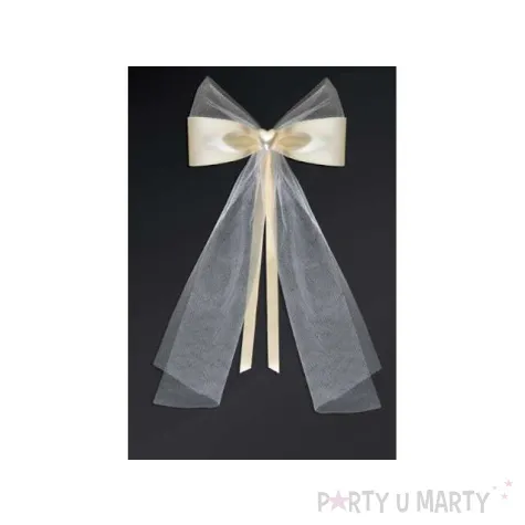 kokardy z serduszkiem kremowe 18 cm 2 szt