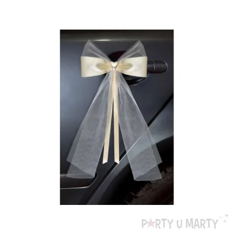 kokardy z serduszkiem kremowe 18 cm 2 szt