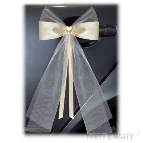 kokardy z serduszkiem kremowe 18 cm 2 szt