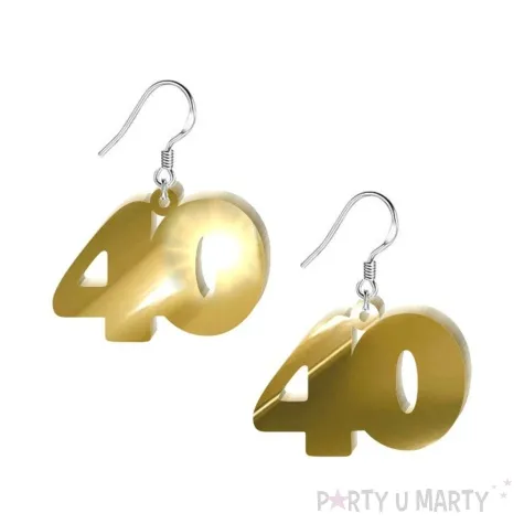 kolczyki 40 urodziny zloty lustrzany 38x25 mm
