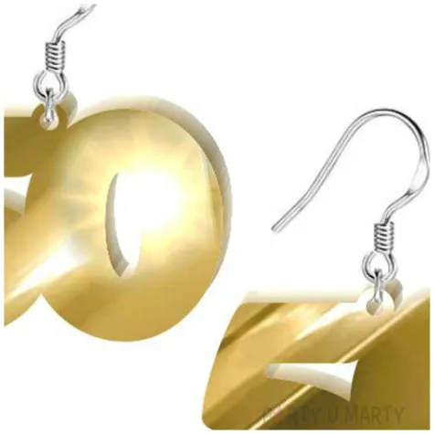 kolczyki 50 urodziny zloty lustrzany 38x25 mm