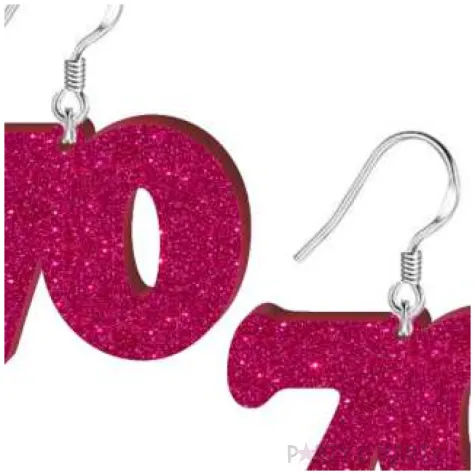 kolczyki 70 urodziny rozowy brokat 38x25 mm