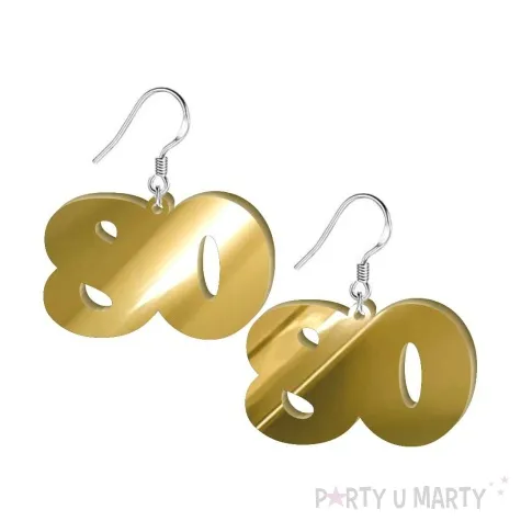 kolczyki 80 urodziny zloty lustrzany 38 x 25 mm