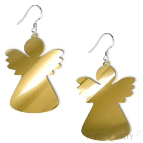 kolczyki aniolek zloty lustrzany 40x50 mm