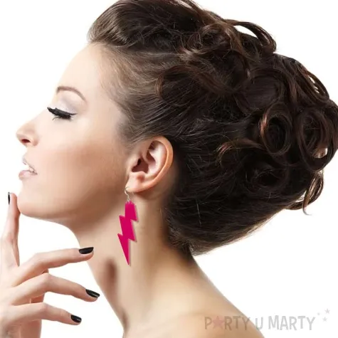 kolczyki blyskawice classic rozowe 20x70 mm