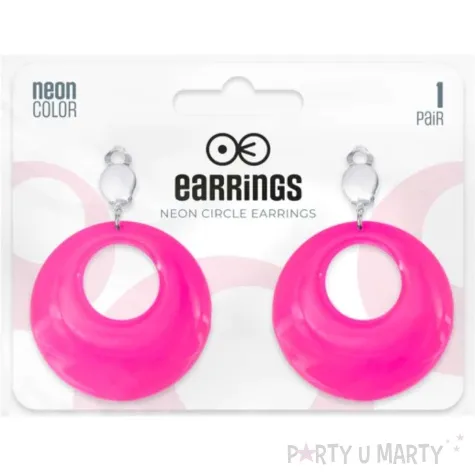 kolczyki blyskawice neonowe na klipsie rozowy 4 5 cm