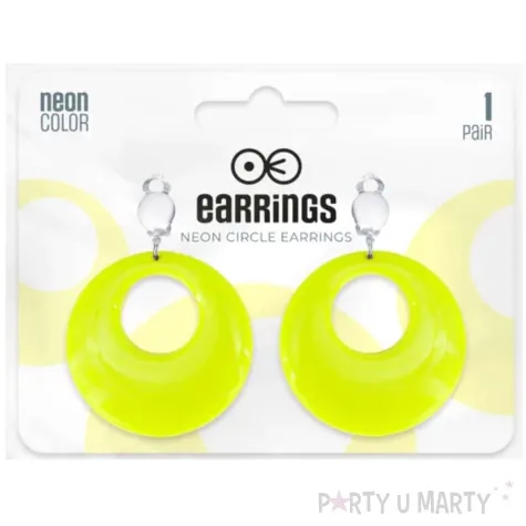 kolczyki blyskawice neonowe na klipsie zolty 4 5 cm