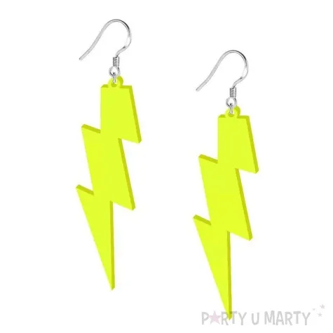 kolczyki blyskawice neonowe zolte 20x70 mm