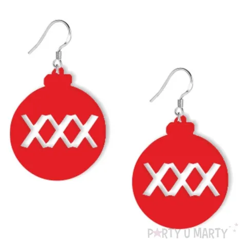 kolczyki bombki choinkowe czerwone 40x45 mm