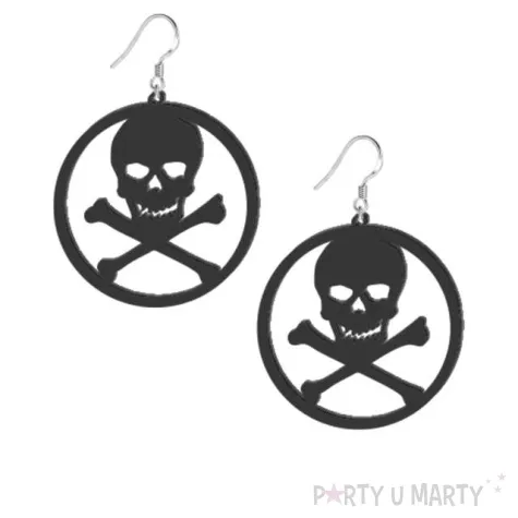 kolczyki czaszki i piszczele czarne 50x50 mm