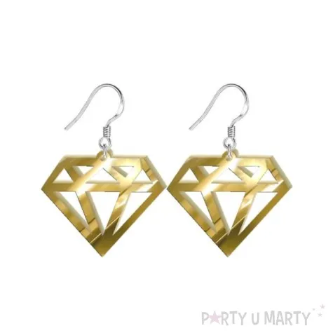 kolczyki diamenty zloty lustrzany 35x30 mm