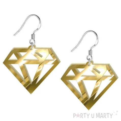 kolczyki diamenty zloty lustrzany 35x30 mm