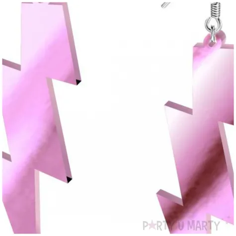 kolczyki dodatek do stroju disco blyskawice blysk rozowe lustrzanki