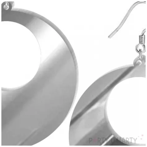 kolczyki dodatek do stroju disco kolka blysk srebrne lustrzanki