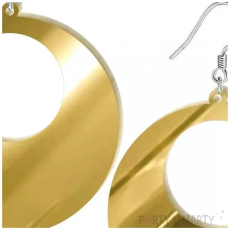 kolczyki dodatek do stroju disco kolka blysk zlote lustrzanki