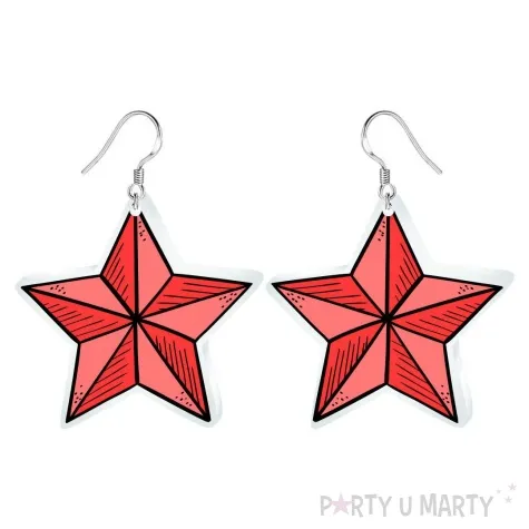 kolczyki drukowane boze narodzenie czerwona gwiazda 42 x 40 mm