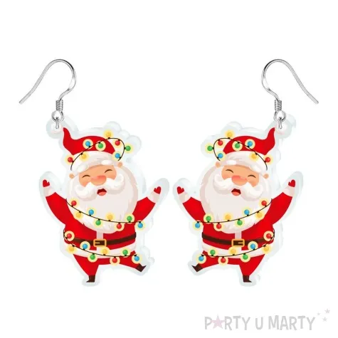 kolczyki drukowane boze narodzenie oswietlony mikolaj 31 x 42 mm