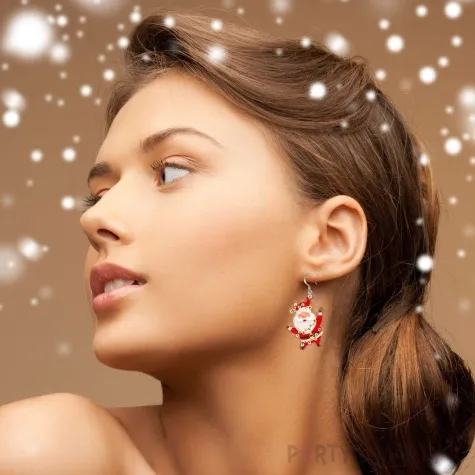 kolczyki drukowane boze narodzenie oswietlony mikolaj 31 x 42 mm