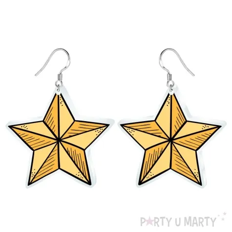 kolczyki drukowane boze narodzenie zolta gwiazdka 42 x 40 mm