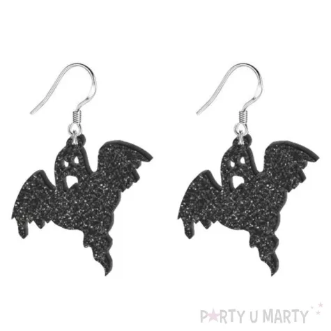 kolczyki duchy czarny brokat 35x36 mm