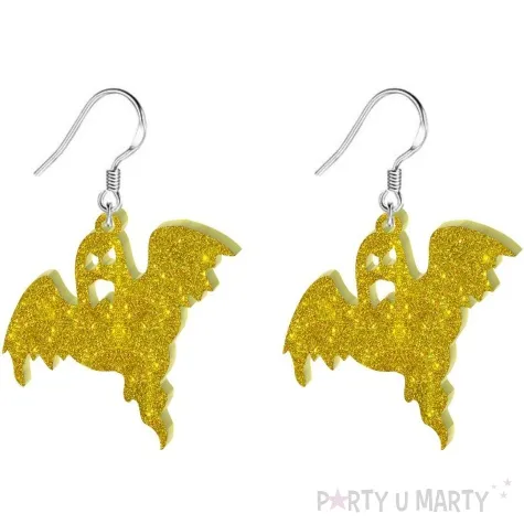 kolczyki duchy zloty brokat 35x36 mm