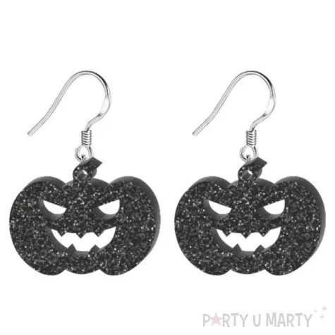 kolczyki dynie czarny brokat 30x23 mm