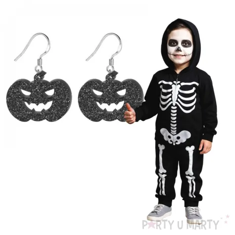 kolczyki dynie czarny brokat 30x23 mm