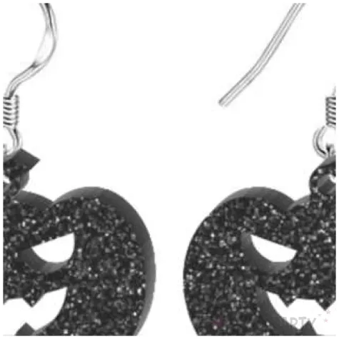 kolczyki dynie czarny brokat 30x23 mm