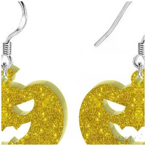 kolczyki dynie zloty brokat 30x23 mm